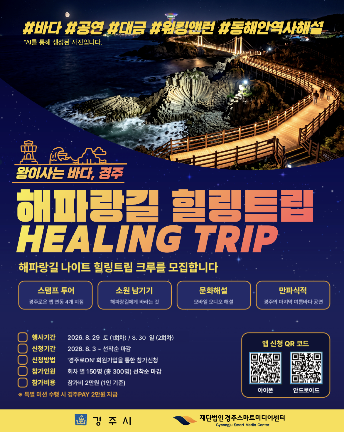 경주 해파랑길 나이트 힐링트립 개최…주상절리 밤바다 걷는다
